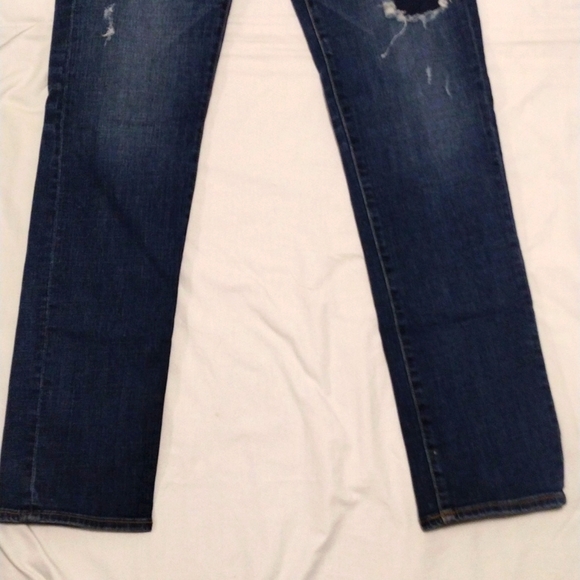 Woman's American Eagle Super Stretch Skinny Jeans Blue Denim Distressed size 10 - Picture 4 of 11